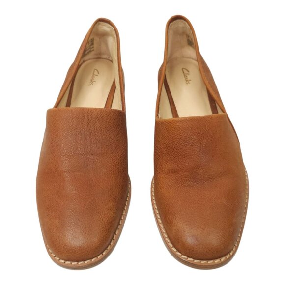 Clarks Pure Easy Leather Loafer Womens Size 6M Slip On Comfort Shoes Tan - Picture 5 of 16
